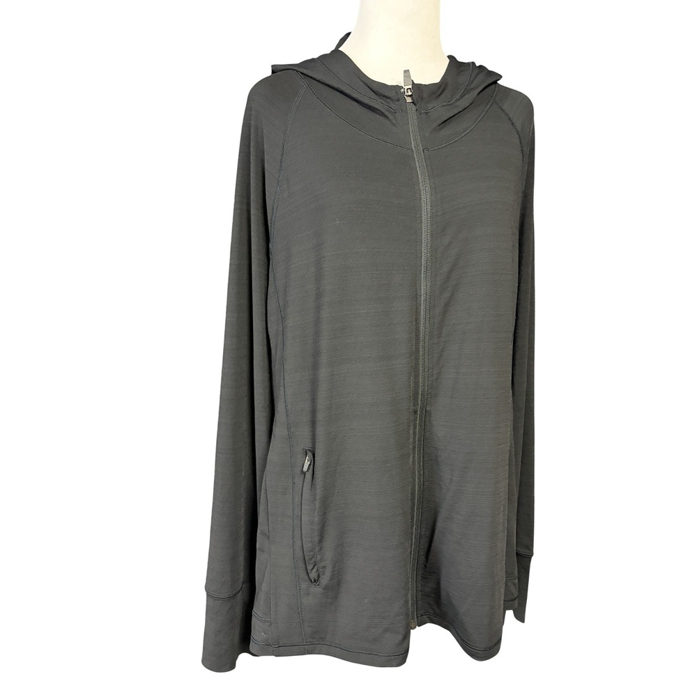 Athleta Pacifica Illume Jacket Womens XL Gray Hooded Full Zip UPF Lightweight